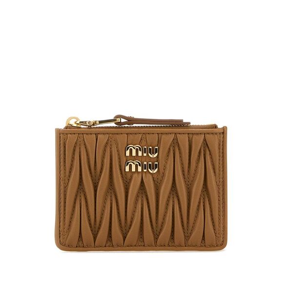 Miu Miu Women Caramel Nappa Leather Card Holder